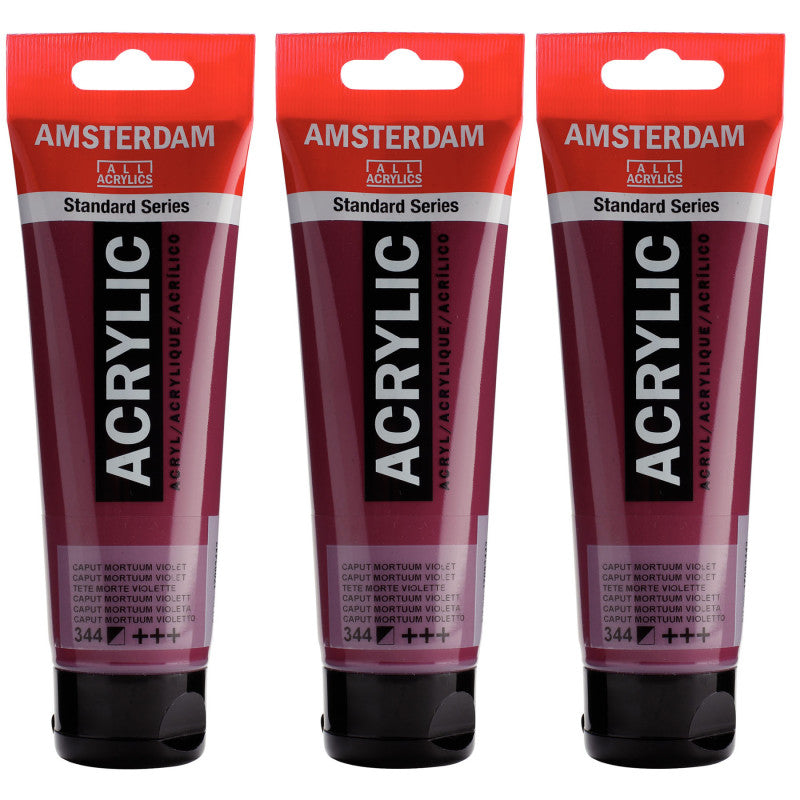 Standard Acrylic Paint, 120ml, Caput Mortuum Violet 344, Pack of 3