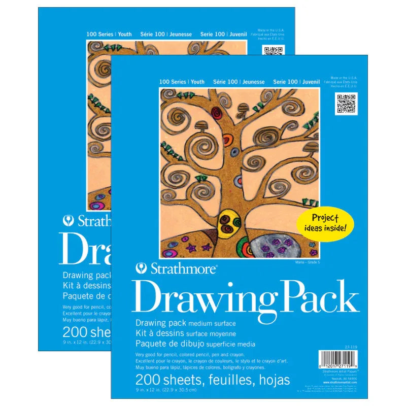 100 Series Drawing Bulk Sheet, 9x12 inch, 200 Sheets Per Pack, 2 Packs