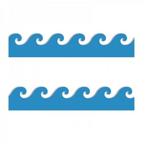 Hygloss Classroom Die Cut, Blue Waves Border, 3 x 36-Inch 12-Pack, 33602