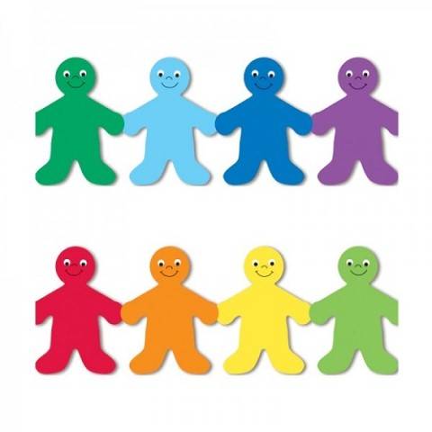 Hygloss Classroom Die Cut, Rainbow People Border, 3 x 36-Inch 12-Pack, 33606