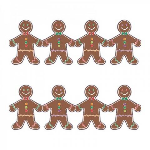 Hygloss Classroom Die Cut, Gingerbread Men Border, 3 x 36-Inch 12-Pack, 33608