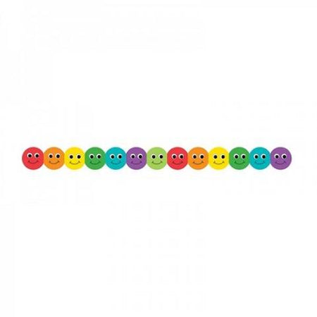 Hygloss Classroom Die Cut Smiley Faces Border, 3 x 36-Inch, Blue, 12-Pack