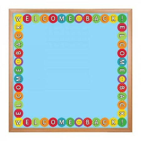 Hygloss Classroom Die Cut, Welcome Back Border, 3 x 36-Inch, Blue, 12-Pack, 33613