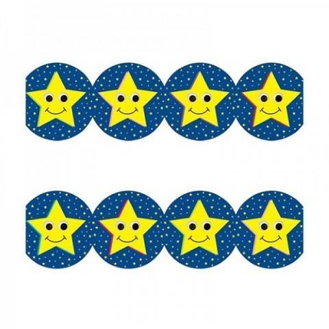 Hygloss Classroom Die Cut, Smiling Stars Border, 3 x 36-Inch 12-Pack, 33620