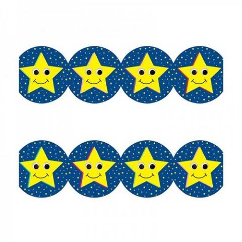 Hygloss Classroom Die Cut, Smiling Stars Border, 3 x 36-Inch 12-Pack, 33620