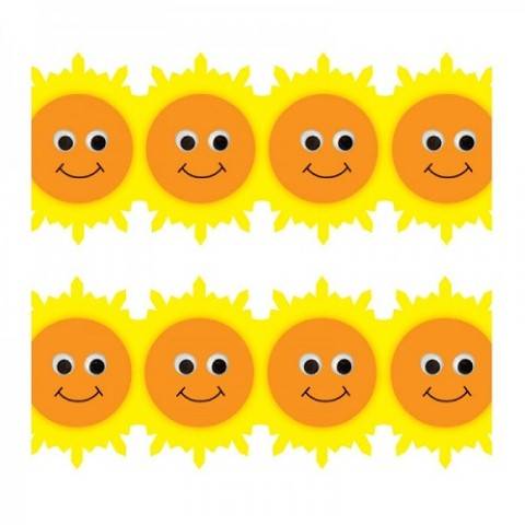 Hygloss Classroom Die Cut, Happy Suns Border, 3 x 36-Inch 12-Pack, 33639