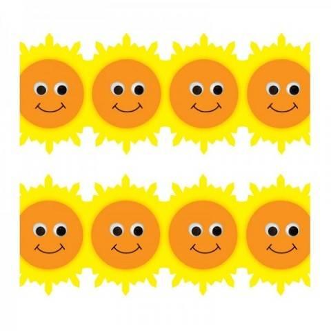 Hygloss Classroom Die Cut, Happy Suns Border, 3 x 36-Inch 12-Pack, 33639