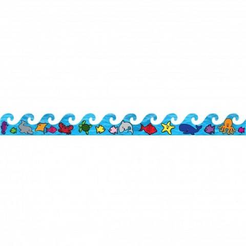 Hygloss Classroom Die Cut, Sea Life Ocean Waves Border, 3 x 36-Inch 12-Pack, 33656