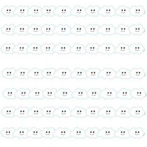 Hygloss Classroom Die Cut Happy Cloud Border, 3 x 36-Inch, 12-Pack