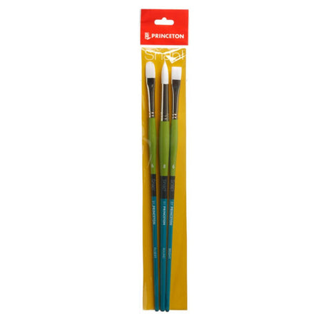 Snap! Brush Set No. 5, Synthetic Bristles, Long Handle Acrylic & Oil Paintbrush, Multicolor, 3 Pieces