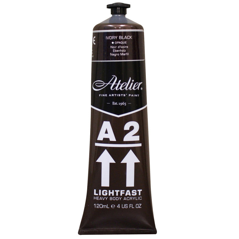 A2 Heavy Body Lightfast Artist Acrylic, 4 oz., Ivory Black