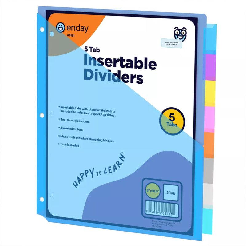 Pocket Binder Dividers with 5 Insertable Color Tabs – Gramco School ...