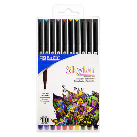 Skylar 0.4 mm Fineliner Pen, 10 Color