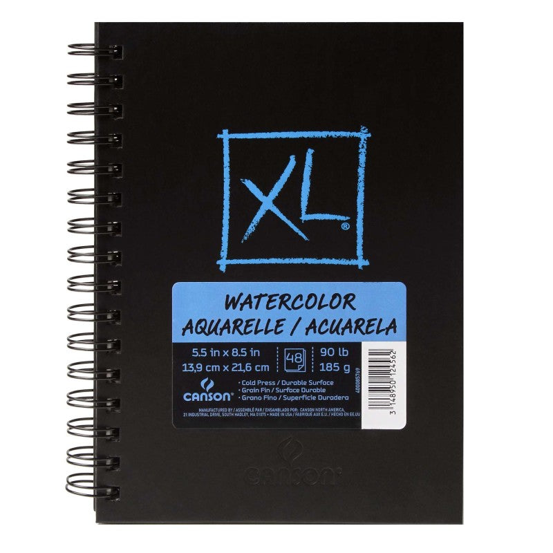 XL Series Watercolor Art Book, Midweight White Paper, Side Wire Binding, 48 Sheet, 5.5X8.5 inch, 1 Count