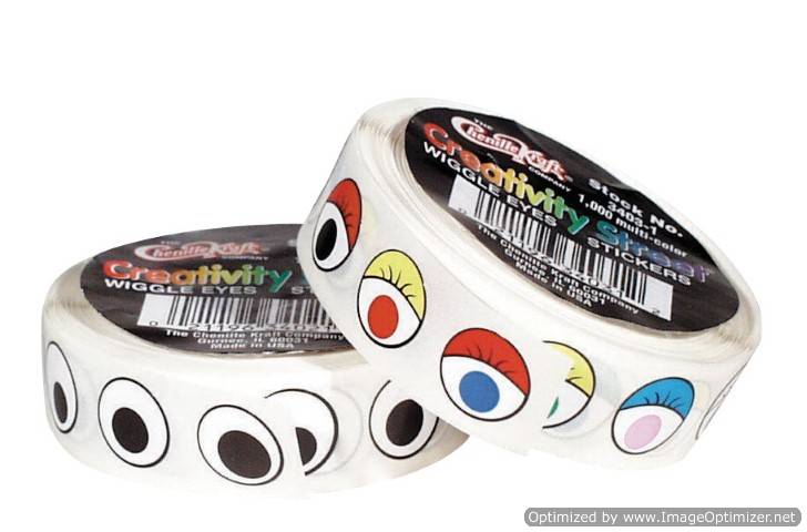 Chenille Kraft Wiggle Eyes Stickers - 1000 Pieces - Black
