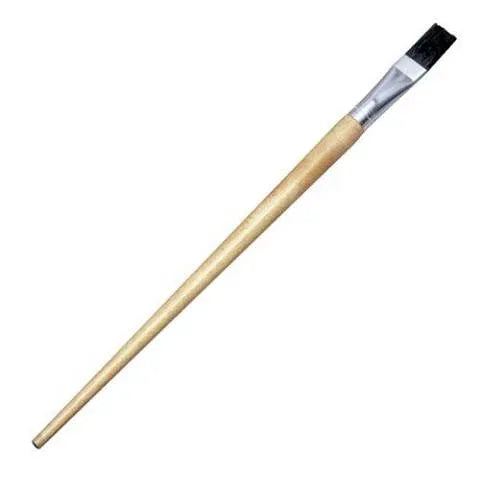 Long Handle Easel Flat Brushes, 3/4 Inch Wide x 1 -3/8 Long, Black Bristle-12/Pkg