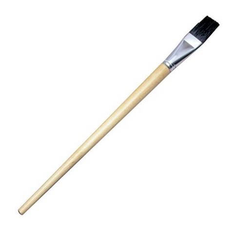 Long Handle Easel Flat Brushes, 1" Wide x 1 1⁄2"Long, Black Bristle-12/Pkg