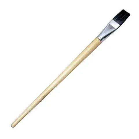 Short Handle Easel Flat Brushes, 1 Inch Wide, Black Bristle, 1 Dozen