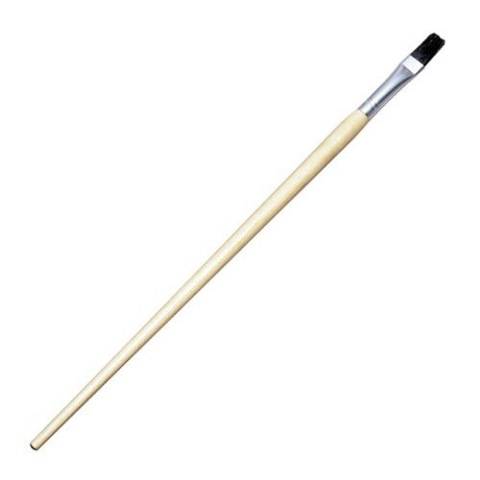 Long Handle Easel Flat Brushes, 1/2" Inch Wide x 1" Long, Black Bristle - 12/Pkg