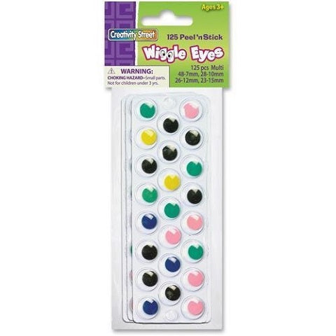 Peel & Stick Wiggle Eye Sheets - 125 Pieces Assortment colors