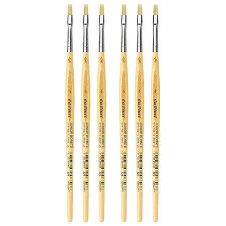 JUNIOR BORSTE Synthetic Student Brush, Synthetic, Tempera, Flat, Series 329, Size 4, Pack of 6