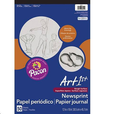 PACON, ART1ST NEWSPRINT PAD 12" X 18" WHITE 50 SHEETS, 3441