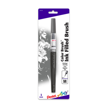 Color Brush with Water-Based Ink, Medium Tip, Gray, 1-Pack