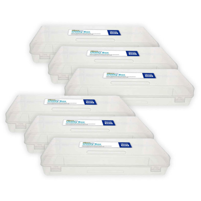 Multipurpose Ruler-Length Utility Box, Clear, Set of 6