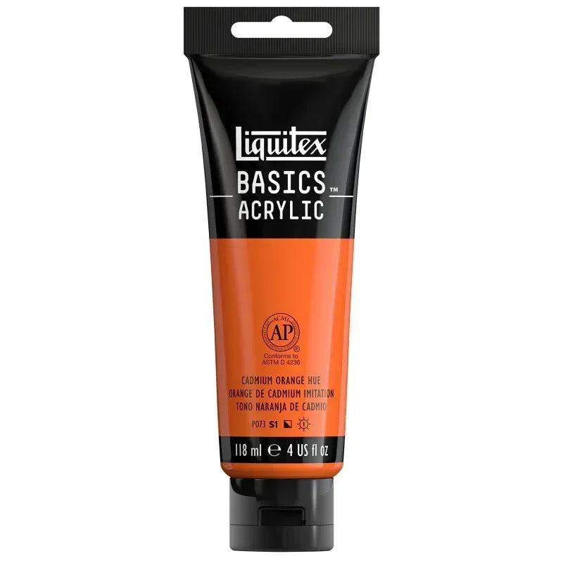 BASICS Acrylic Paint, 118 mL Tube, Cadmium Orange Hue