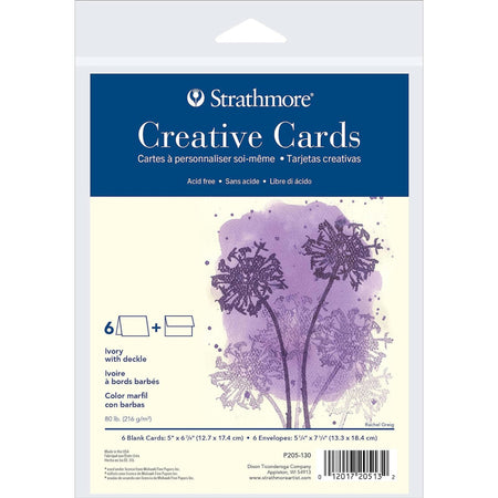 Creative Cards & Envelopes, Ivory with Deckle Edge, Full Size, 5x6.875 inch, 6 Pack