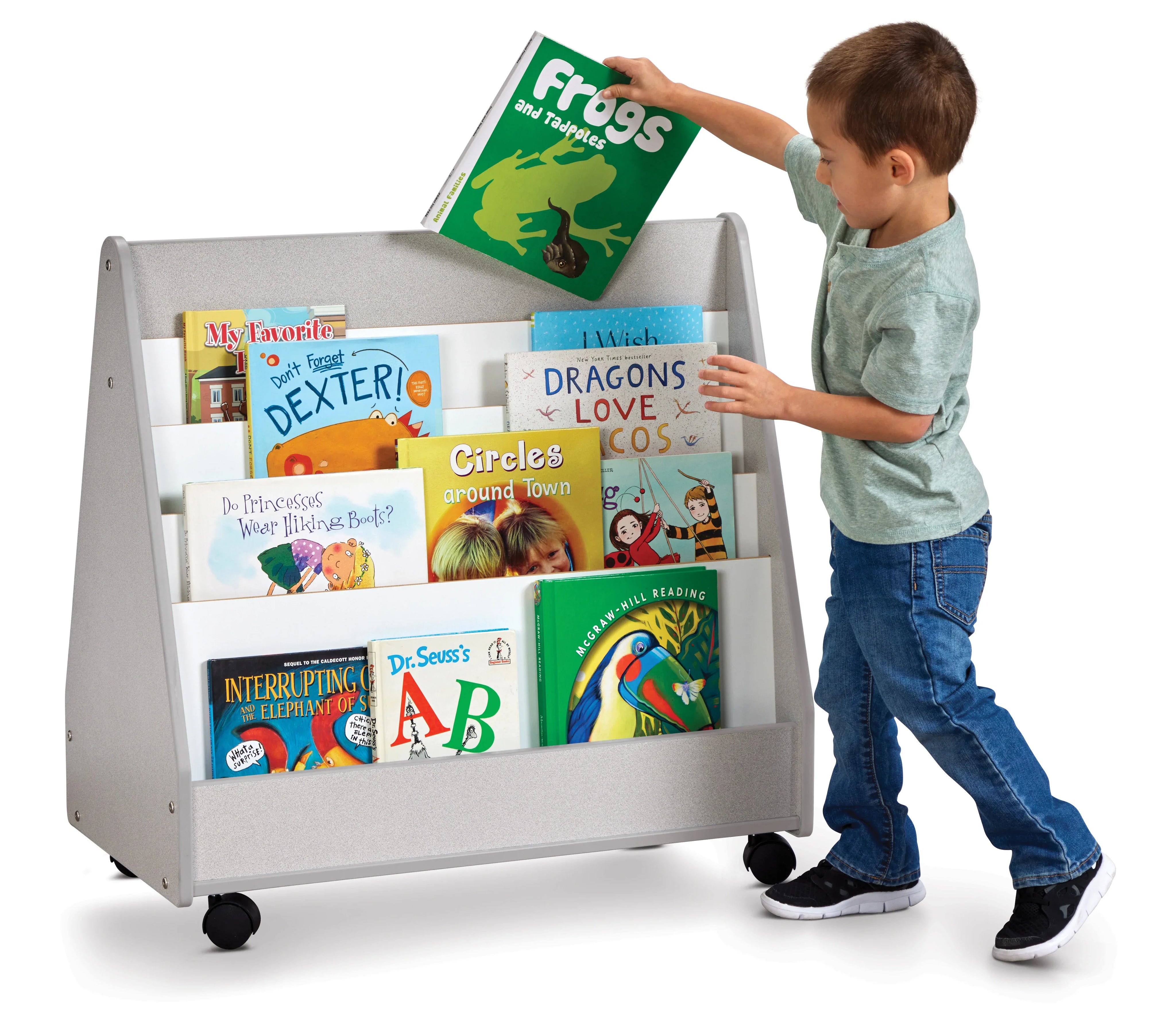 Rainbow Accents® Double Sided Pick-a-Book Stand - Mobile - Gray