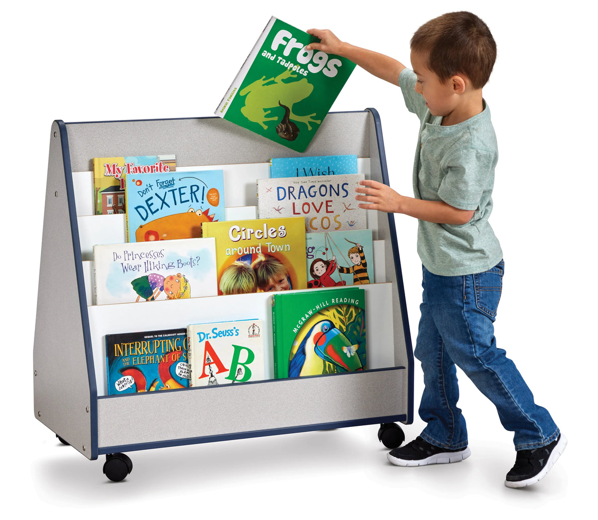Rainbow Accents® Double Sided Pick-a-Book Stand - Mobile - Navy