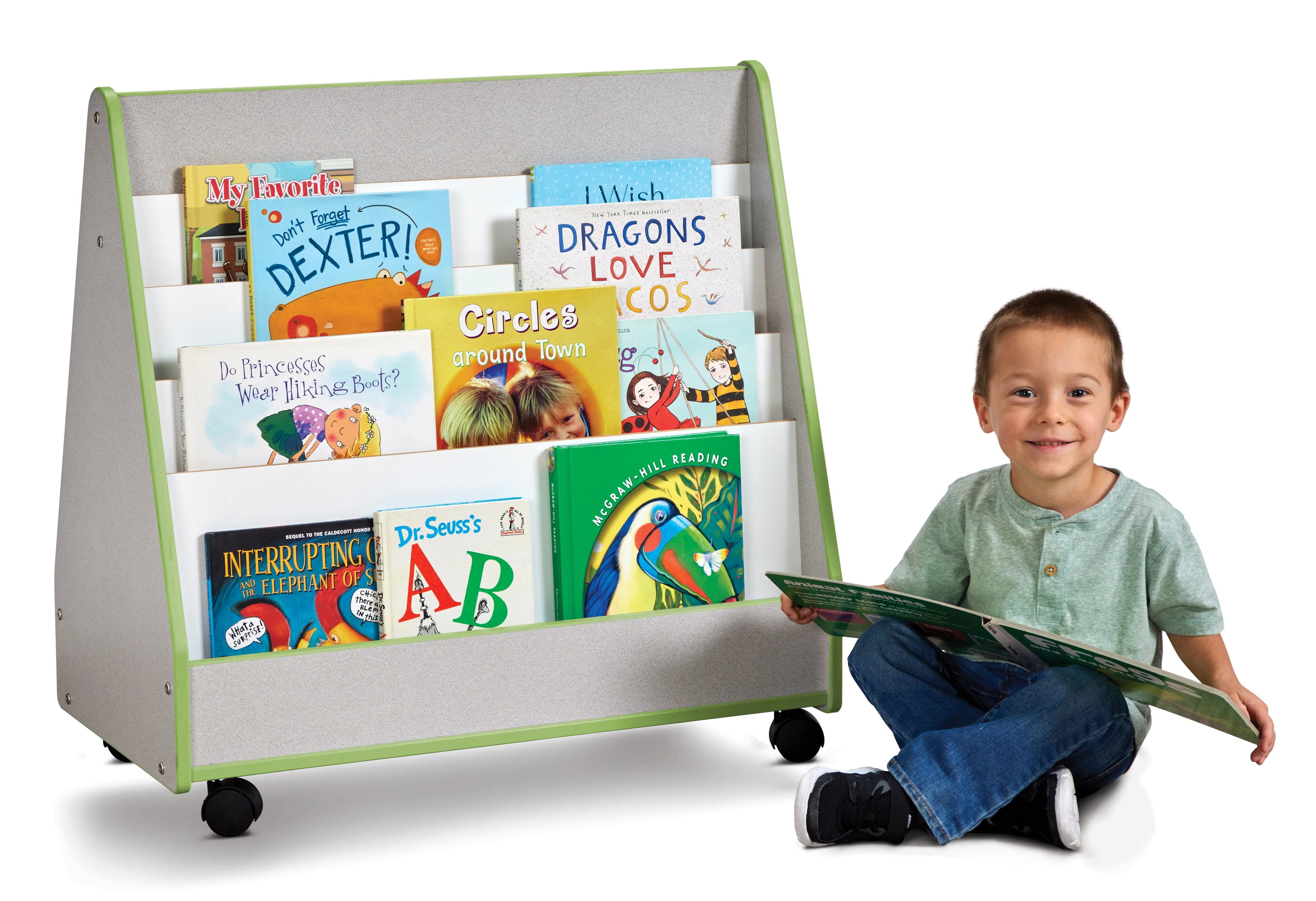 Rainbow Accents® Double Sided Pick-a-Book Stand - Mobile - Key Lime Green