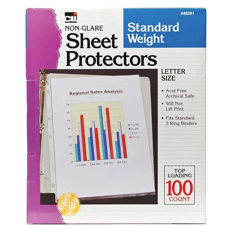 Top Load Crystal Clear Poly Sheet Protectors 100 Standard Weight