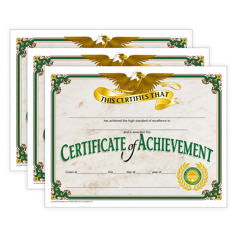 Certificate of Achievement, 30 Per Pack, 3 Packs