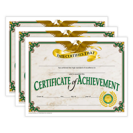 Certificate of Achievement, 30 Per Pack, 3 Packs