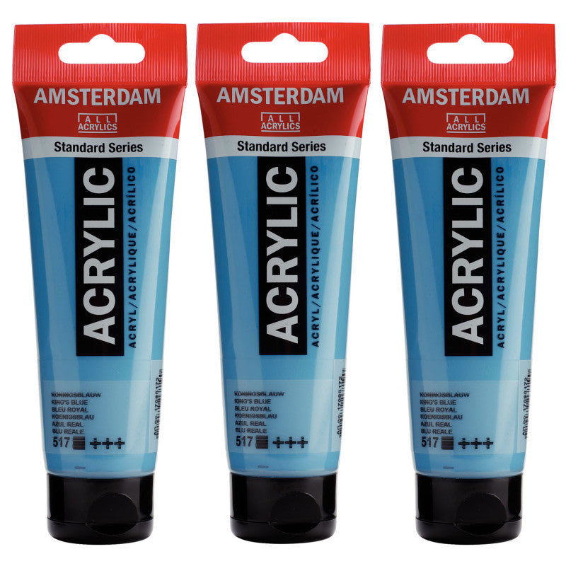 Standard Acrylic Paint, 120ml, King's Blue 517, Pack of 3