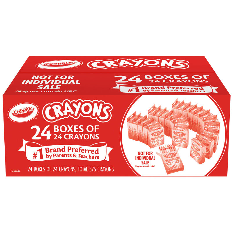 Crayons, Assorted Colors, 24 Count Boxes, Pack of 24