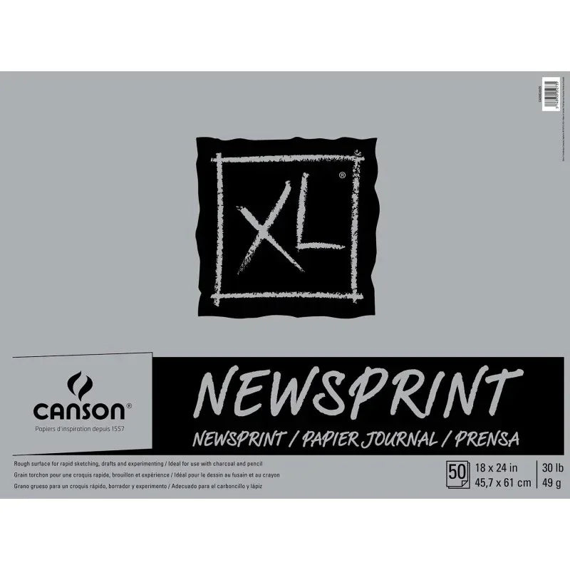 XL Series Newsprint Pad, Foldover Binding, 50 Sheet, 18x24 inch, 1 Count