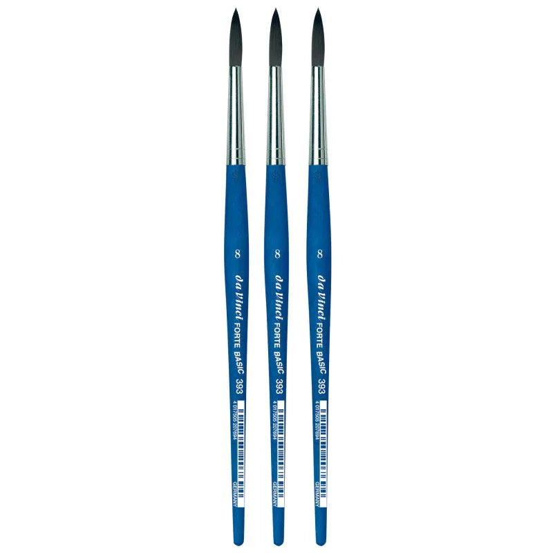 FORTE BASIC Student Brush, Synthetic, Acrylic, Round, Series 393, Size 8, Pack of 3