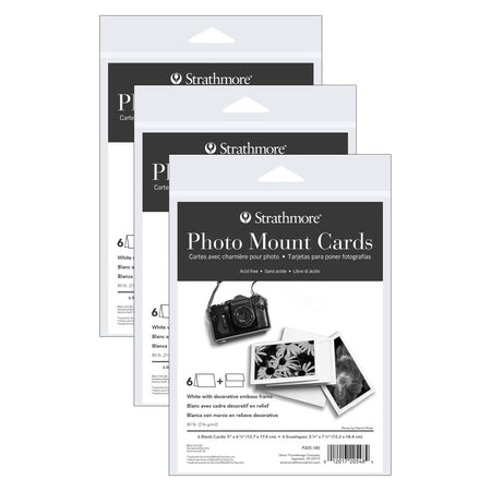 Photo Mount Cards & Envelopes, Decorative Embossed Border, Full Size, 5x6.875 inch, 6 Per Pack, 3 Packs
