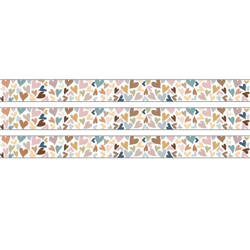 Everyone Is Welcome Hearts Straight Rolled Border Trim, 50 Feet, 3 Rolls