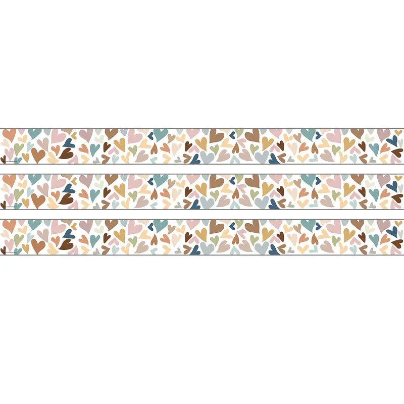Everyone Is Welcome Hearts Straight Rolled Border Trim, 50 Feet, 3 Rolls