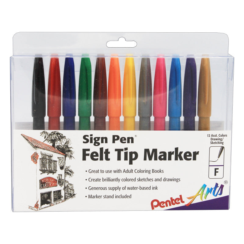 Sign Pen&reg;, Fine Point Color Markers, Assorted, Pack of 12