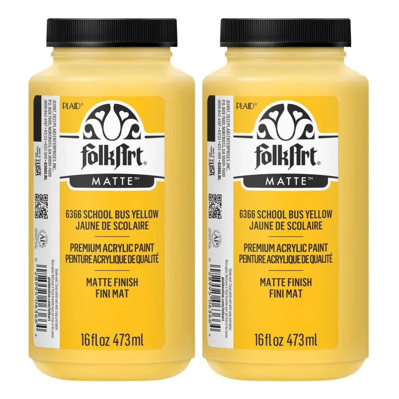 Acrylic Paint Matte, 16oz., School Bus Yellow, Pack of 2