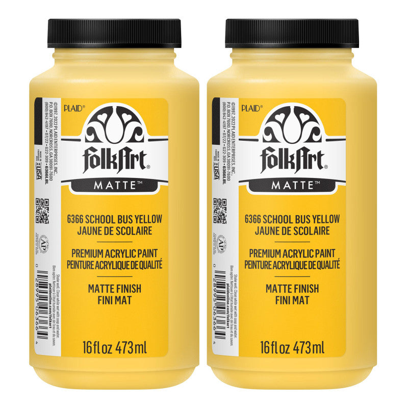 Acrylic Paint Matte, 16oz., School Bus Yellow, Pack of 2