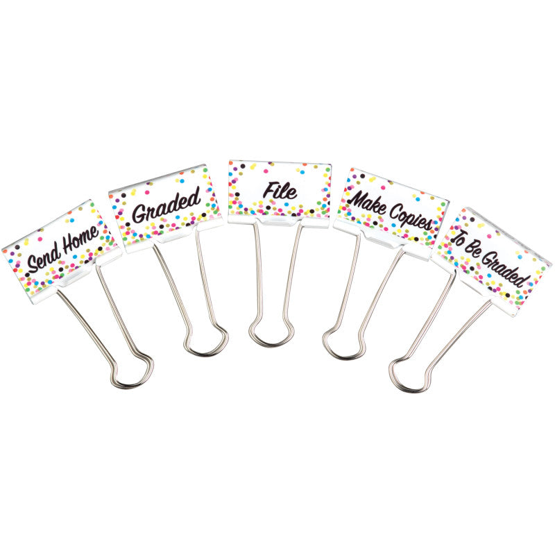 Confetti Binder Clips, Large, Classroom Management, Pack of 5