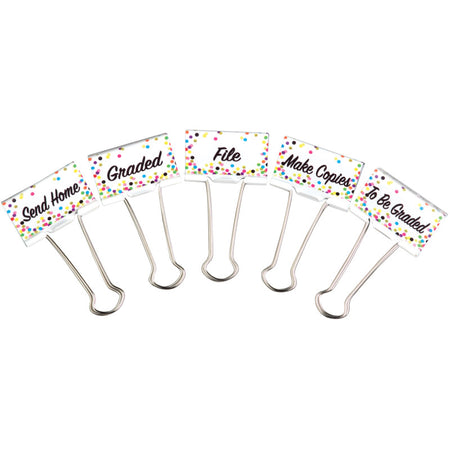 Confetti Binder Clips, Large, Classroom Management, Pack of 5