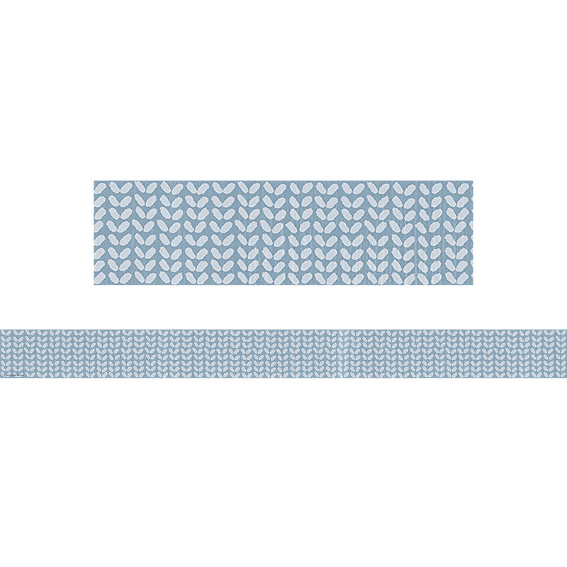 Classroom Cottage Blue Petals Straight Border Trim, 35 Feet