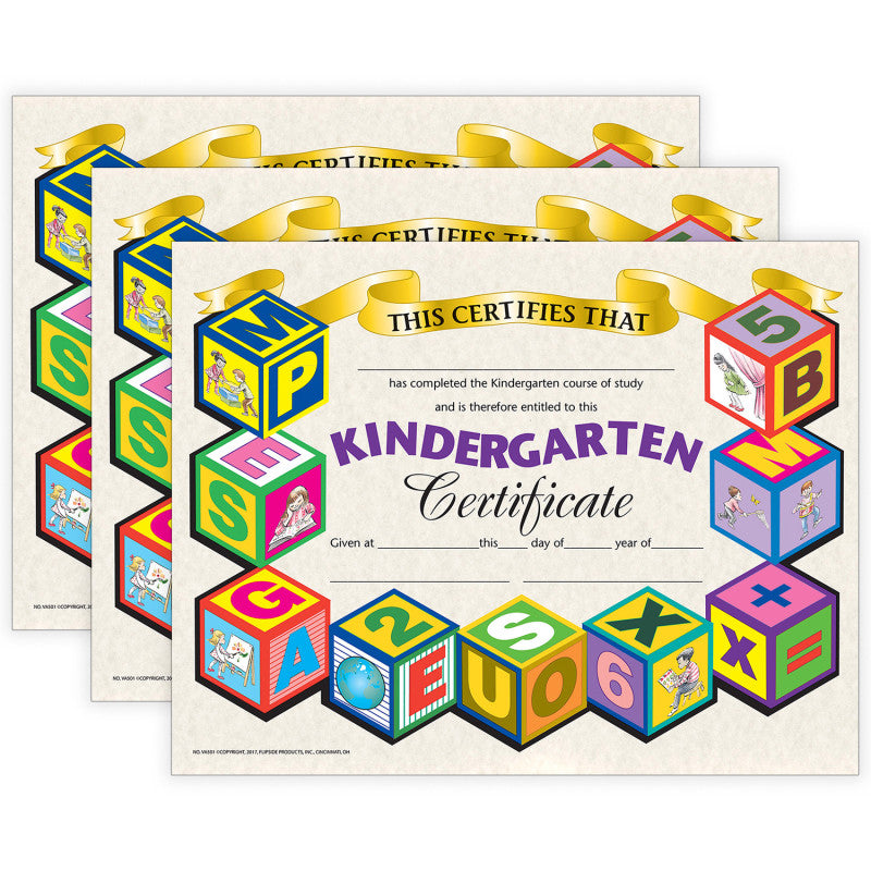 Kindergarten Certificate, 8.5" x 11", 30 Per Pack, 3 Packs